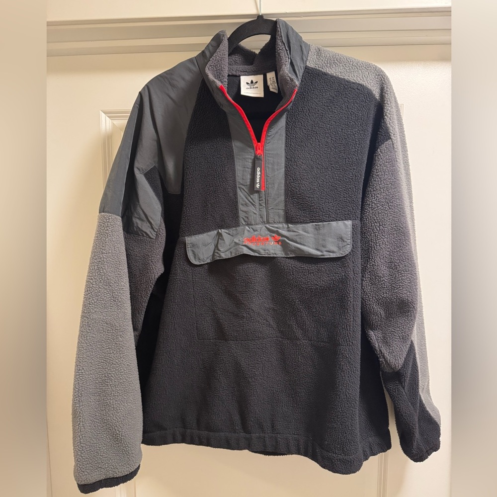 Adidas Gray and Black With Red Accents Men's Sweater